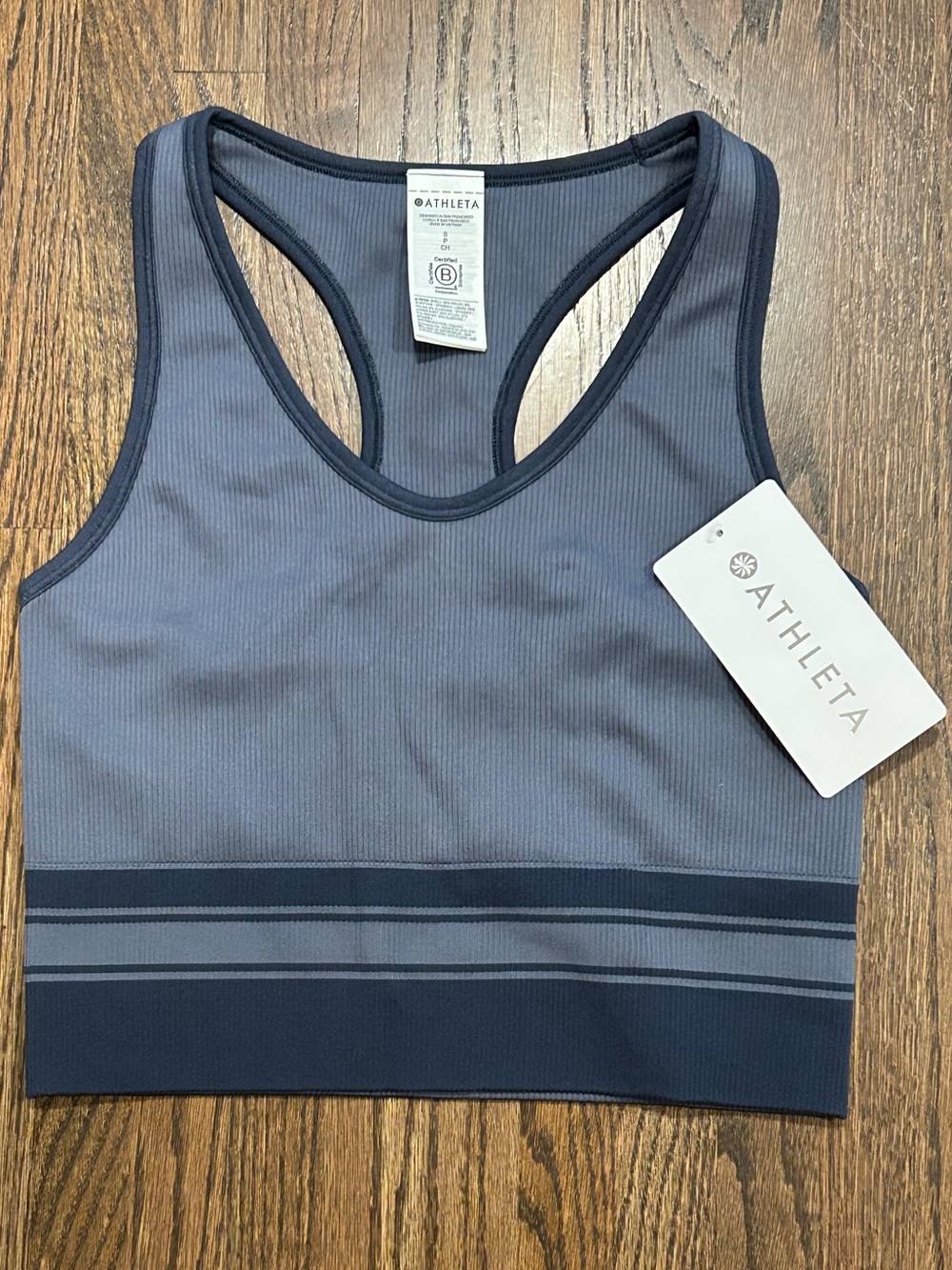 NWT Athleta Recharge Seamless Racerback Tank Gray Blue Size Small